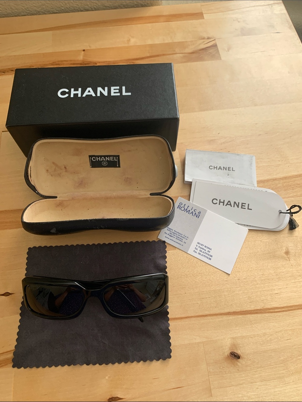 CHANEL Vintage Black 5064 B style with Swarovski crystals Sunglasses with Box